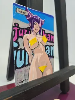 MTG Swamp Juri Han Waifu Alter Hand Painted By BAZAYO 18+ - Image 3