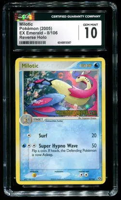 CGC 10 Milotic Reverse Holo Rare EX Emerald 2005 Pokemon Card #8 - Image 1