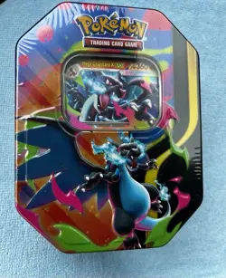Pokemon TCG Mega Charizard X ex Tin 4 Booster Packs & Charizard Promo IN STOCK - Image 1