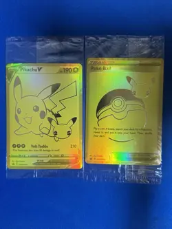 PIKACHU V POKEBALL POKEMON CELEBRATIONS GOLD PROMO SEALED SWSH145 SWSH146 (B) - Image 1