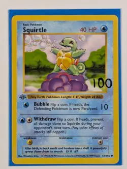 Squirtle - 63/102 - Common 1st Edition Base Set - Pokemon Card - NM - Image 3