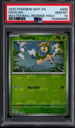 2025 POKEMON WHT EN-WHITE FLARE MASTER BALL REVERSE HOLO #006 DEERLING PSA 10 - Image 1
