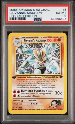 2000 POKEMON GYM CHALLENGE HOLO-1ST ED #6 GIOVANNI'S MACHAMP PSA 6 - Image 1