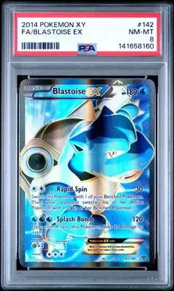 2014 POKEMON XY #142 FULL ART/BLASTOISE EX PSA 8 - Image 1