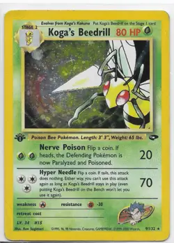 Kogas Beedrill 9/132 1st Edition Holo Rare WOTC Gym Challenge Pokemon HP - Image 1