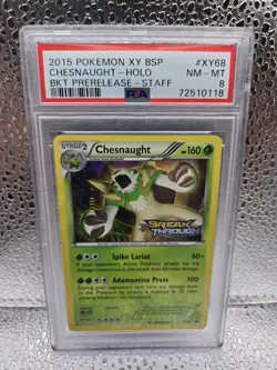 2015 Pokemon Chesnaught XY68 PSA 8 STAFF Prerelease BlackStar Promo - Image 1