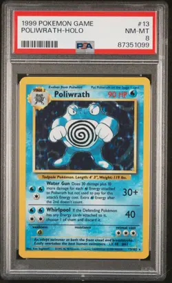 Poliwrath-Holo Pokemon Game 13 NM PSA 8 - Image 1