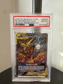 2019 Pokemon Moltres & Zapdos & Articuno Gx Black Star Promo PSA GEM MINT 10 - Image 1