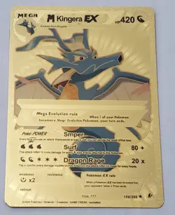 2024 Fan Art Gold Pokemon Card Mega Kingdra EX HP 420 - Image 1