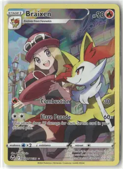 Pokemon Braixen Ultra Rare SWSH12: Silver Tempest Trainer Gallery TG01/TG30 NM - Image 1
