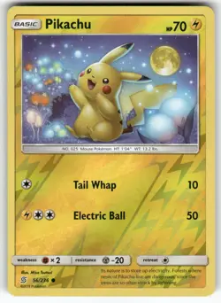 Pikachu (56) SM - Unified Minds Common,Reverse Holo Pokemon Near Mint or Better - Image 1