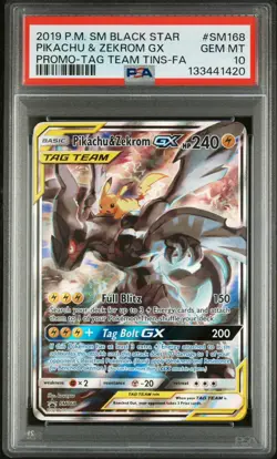 Pokemon 2019 Tag Team Pikachu & Zekrom GX Black Star Promo SM168 PSA 10 GEM MINT - Image 1