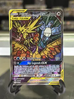 Pokemon Hidden Fates Moltres Zapdos Articuno Gx - Sm210 Rare Crimped Error - Image 1