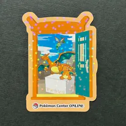 S4349 Charizard HOLO Japanese Pokemon Center Pikachu Prize Award Sticker J3 - Image 1