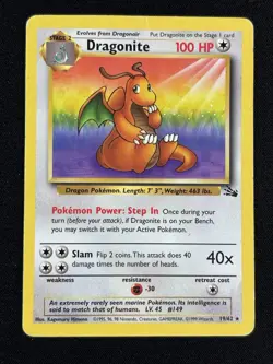 Pokemon Dragonite 19/62 Fossil Rare Regular 100 HP Unlimited 1999 - Image 1