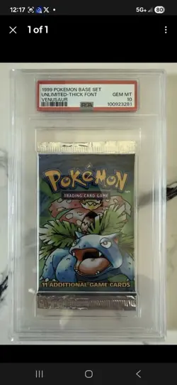 HEAVY Pokemon TCG Booster Pack Base Set Gem Mint PSA 10 Thick Font Venusaur Art - Image 1