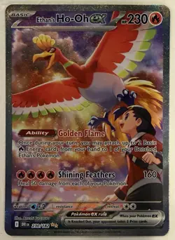 Pokemon TCG Ethan's Ho-Oh EX 230/182 SIR Destined Rivals Holo SV10 Secret Rare - Image 1