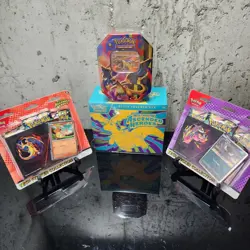 Pokemon TCG Mega Evolution Ascended Heroes ETB Charizard Tin Tech Sticker Bundle - Image 3