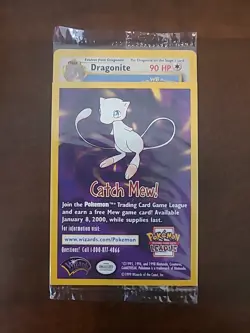 Pokemon The First Movie Dragonite Promo Card Sealed 1999 WB Gold Stamp Catch Mew - Image 1