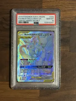 PSA 10 Mewtwo & Mew GX - 242/236, Unified Minds - Secret Rare - Pokemon Card - Image 1