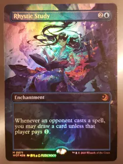 Rhystic Study - MTG Anime Borderless Foil - Wilds of Eldraine Enchanting Tales - Image 1