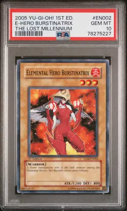 2005 Yu-Gi-Oh! The Lost Millennium Elemental Hero Burstinatrix #EN002 PSA 10 - Image 1