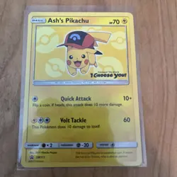Ash's Pikachu - SM111 - Black Star Promo - Pokemon Card - LP - Image 1