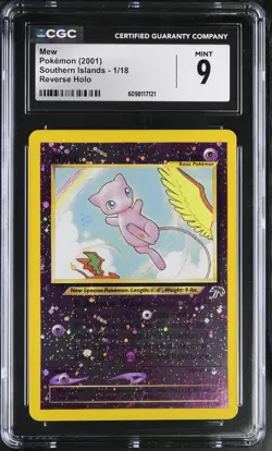 CGC 9 MINT Mew 2001 Southern Islands 1/18 Reverse Holo Pokemon Card - Image 1