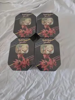 4 Pokemon TCG Crown Zenith GALARIAN ZAPDOS Collector's Tin SEALED!! - Image 1