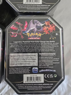 4 Pokemon TCG Crown Zenith GALARIAN ZAPDOS Collector's Tin SEALED!! - Image 3