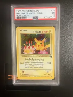 Pokemon TCG Pikachu Birthday Holo Black Star Promo PSA 5 - Image 1