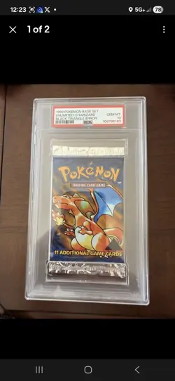 PSA 10 GEM MINT Base Set (Charizard) SEALED Pack BLACK TRIANGLE ERROR Pokemon 83 - Image 1