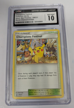 Pokemon Champions Festival 2019 Black Star Promos World Championship CGC 10 - Image 1