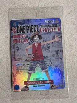 One Piece Monkey D. Luffy US Voyage College Basketball Promo Card - New / Mint - Image 1