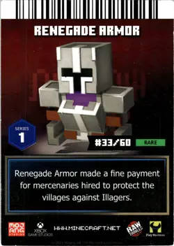 Renegade Armor - 2021 Raw Thrills Minecraft Dungeons Arcade Vending Cards #33 - Image 2