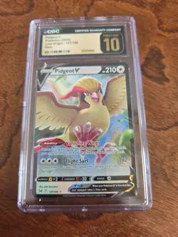Pokemon CGC 10 Pidgeot V 137/196 Swsh11 Lost Origin Holo Pokemon Card English - Image 1