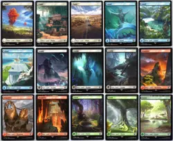Magic Final Fantasy Basic Lands Complete Set of 15 - Full Art Land - MTG - NM - Image 1