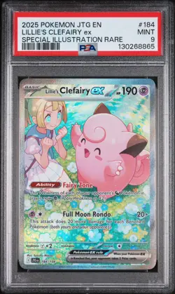 2025 POKEMON JTG EN-JOURNEY TOGETHER #184 LILLIE'S CLEFAIRY EX PSA 9 MINT 💎 - Image 1