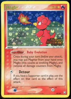 2004 Pokemon EX Team Rocket Returns Magby Reverse Holo #24/109 LP - Image 1
