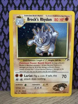 Pokemon Brock's Rhydon 002/132 Gym Heroes Holo Rare Unlimited English 2000 - Image 1