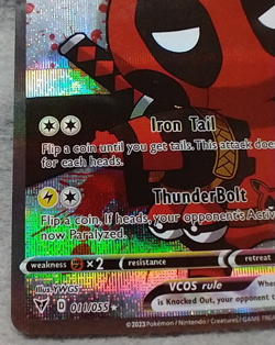 Pikachu Deadpool Marvel/Pokemon Cute Cosplay Doujin ACG HOLO Card NM - Image 3