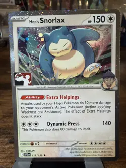 Hop's Snorlax Play! Stamp Cosmos HOLO Prize Pack Series 8 Promo Pokemon Card 💎 - Image 1