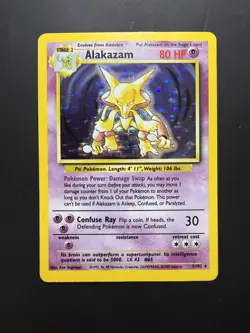Pokemon TCG Alakazam Holo Rare Base Set 1/102 English Card 1999 Card - Image 1