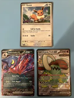 Pokemon Card Bundle Eevee Great Tusk SVP Toxicroak Promo Holo MINT - Image 1