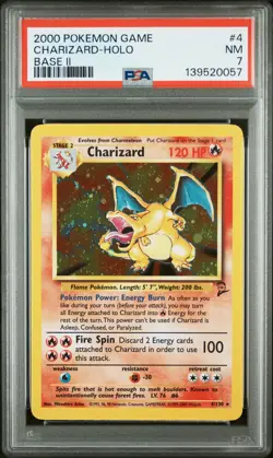 2000 POKEMON BASE SET 2 #4 CHARIZARD-HOLO PSA 7 - Image 1