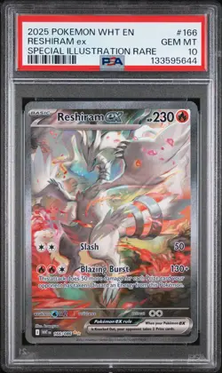 2025 POKEMON WHT EN-WHITE FLARE SPECIAL ILLUSTRATION RARE RESHIRAM EX PSA 10 - Image 1