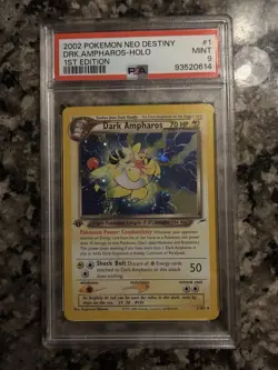 Pokemon Neo Destiny Dark Ampharos 1st Edition Holo Rare #1/105 PSA 9 - Image 4