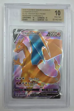 BGS 10 Prestine Charizard V SWSH050 Promo Champions Path Pokemon 2020 Eq. PSA 10 - Image 1