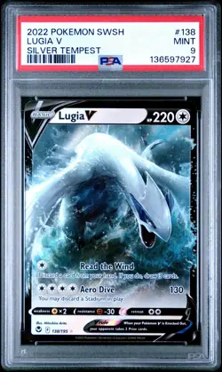 2022 Pokemon Sword & Shield Silver Tempest Lugia V Holo PSA 9 #138 - Image 1