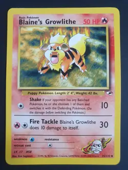 Blaine's Growlithe 35/132 - Gym Heroes Set - Pokemon Card - Excellent Condition - Image 1